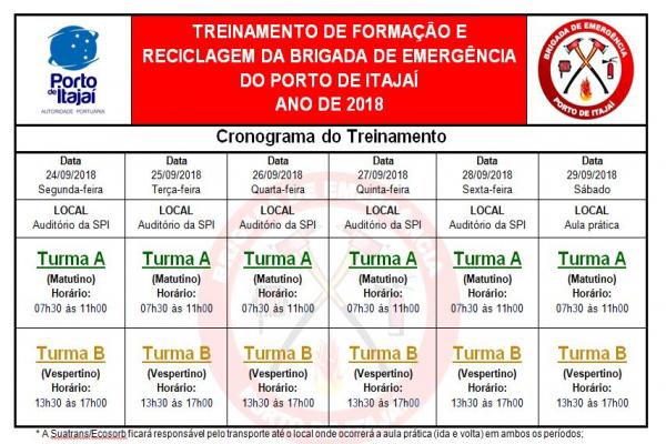 Convite: Treinamento de e Reciclagem da Brigada de Emergência do Porto de Itajaí.